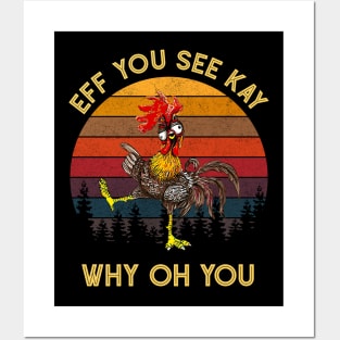 Eff You See Kay Why Oh You Funny Vintage Chicken Yoga Lover Posters and Art